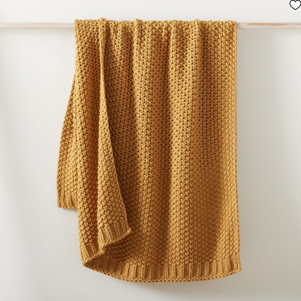 West Elm Chunky Knit Throw Blanket in Mustard